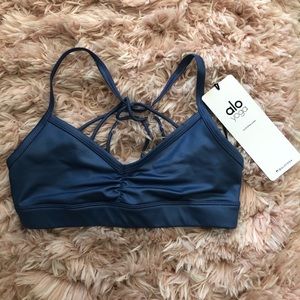 ALO Yoga Sunny Strappy Bra in Cobalt Glossy